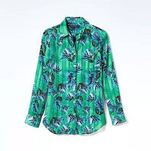 Banana Republic Dillon Long Sleeve Button Down Classic Blouse in Jungle Floral - Picture 1 of 10